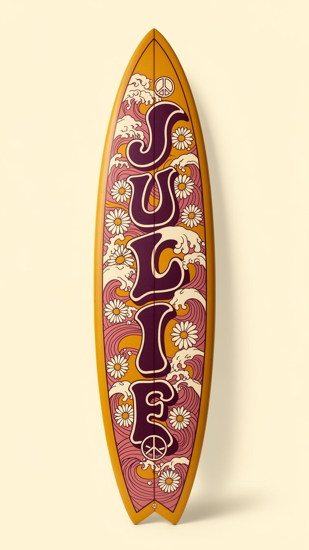 Direction B — Woodstock Wax, typo psychédélique Julie & peace symbol